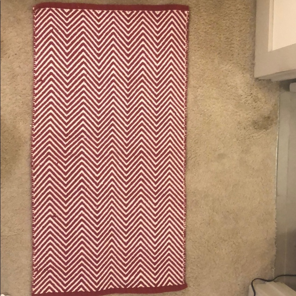 Red and White Woven Rug